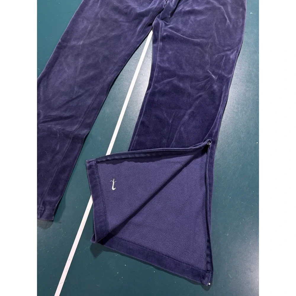 Vintage Nike Velour Tracksuit Womens M Blue Striped Jacket Pants Set Velvet Y2K